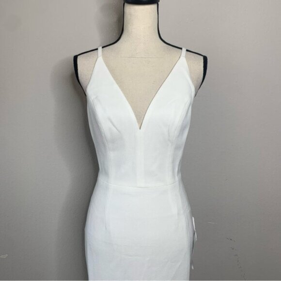 NWT Dress the Population White Sleeveless V-Neck Sheath Cocktail Dress - Picture 10 of 15